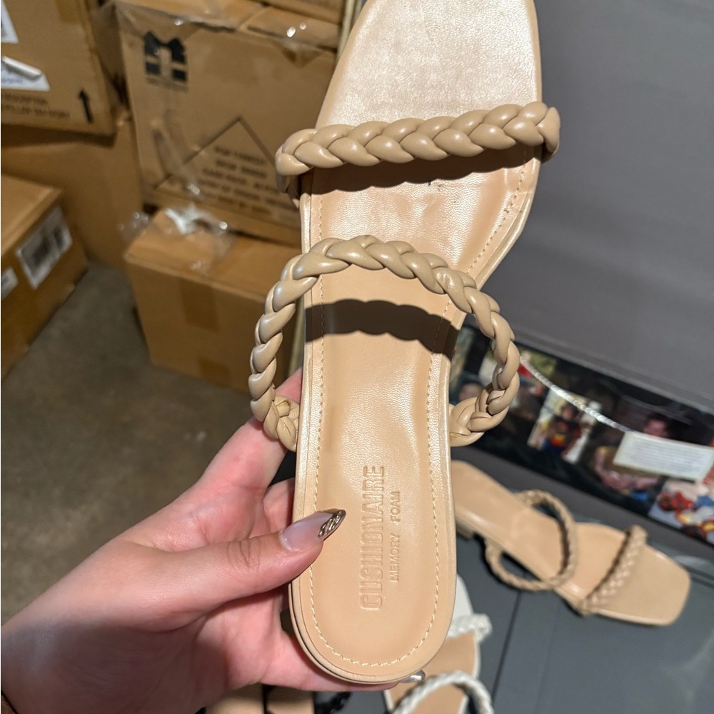 Elegant Beige Braided Sandals